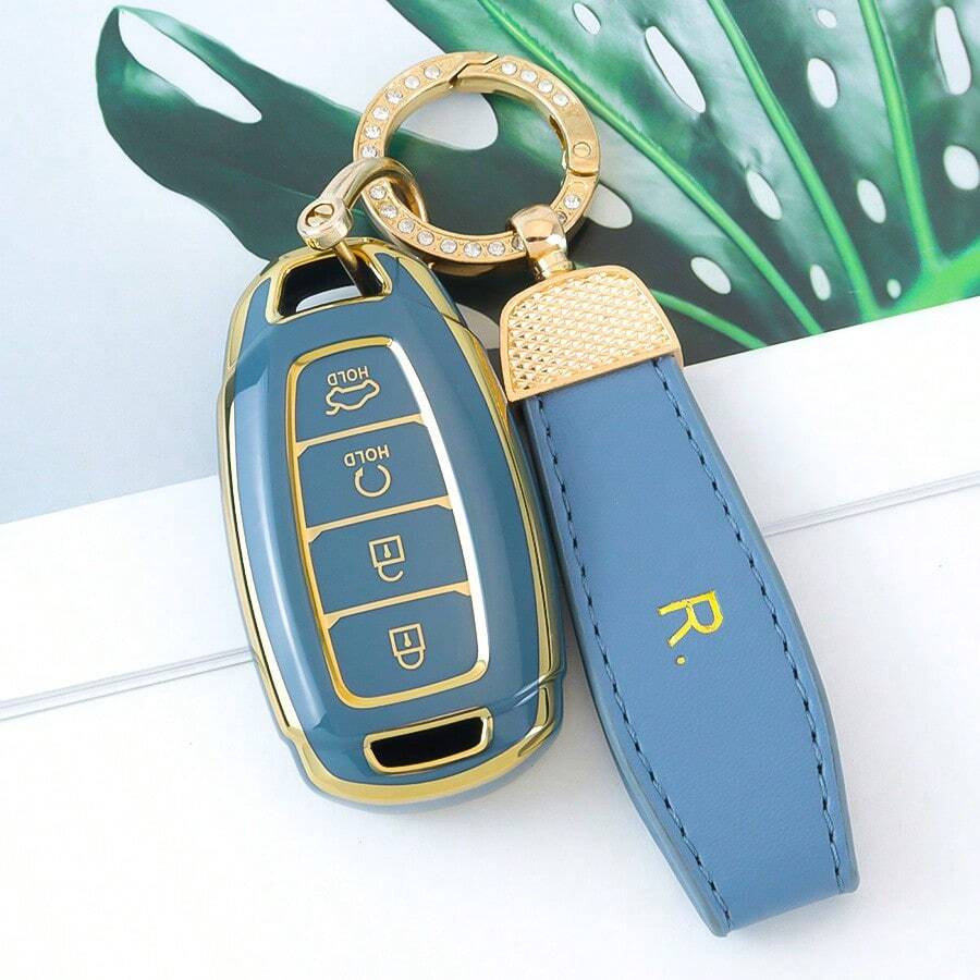 For H Y U N D A I Key Fob Cover - Durable TPU Case For Elantra GT, For Kona, For Palisade, For Venue, For Veloster - 4-Button Design Car Key Accessory Exquisite High-End Keybag Suitable For Both Men And Women