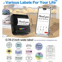 Portable Thermal Label Printer, Wireless Label Maker, Compatible With IOS & Android, For Small Business, Office, Home, Clothing, Supermarkets, Jewelry, And Food Industries, Includes 1 Roll Of 40*20mm Labels