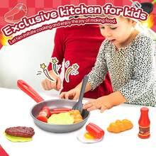 8 件套儿童厨房玩具配件，幼儿假装烹饪玩具套装，包括玩具锅、平底锅、餐具、炊具、玩具食品套装、蔬菜罐头玩具、学习礼物 - 彩色 - 查看 5