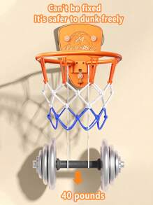 1pc Children's Basketball Hoop Set, Drill-Free Indoor Basketball Rim, Kids Shooting Hoops, Household Parent-Child Interaction, Silent Ball Wall-Mounted Foldable Basketball Stand