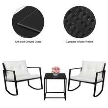 4 Piece Outdoor Conversation Set PE Wicker Black With Cushions, Patio Conversation Set, Rattan Sofa Set For Garden, Deck - A - 查看 10