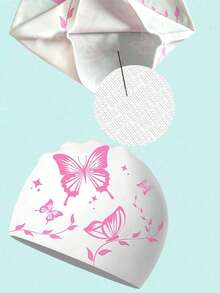 1pc Adult Silicone Swim Cap, Elegant Butterfly Pattern, Waterproof Anti-Slip, Comfortable Elastic, Suitable For Short Or Long Hair - Multicolor - View 5