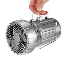 Portable Solar Lantern Fan USB Rechargeable LED Camping And Emergency Lamp - Silver - View 4