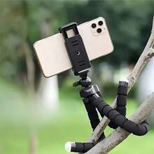 1/2pcs Flexible Octopus Tripod, Mini Phone & Camera Stand With Sponge Handle, 360° Rotatable Octopus Mount For Photography & Videography, Portable & Adjustable Tripod With Universal Clip - Black - View 8