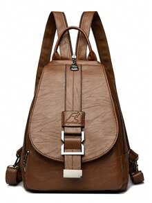 2026 Multifunctional Women Leather Backpacks Casual Backpack For Teenager Girls School Chest Bag Travel Bagpack Ladies Sac Back Pack - Brown - View 2