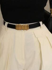 1pc Women's Versatile PU Leather Belt Summer, School Fall, Autumn, Halloween - Black - View 7