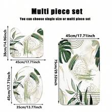 1/3pcs Modern Home Green Leaf Pattern Bathroom Set, Including Bath Mat, U-Shaped Mat, Toilet Seat Cover, Anti-Slip Thick Soft Carpet Mat For Bathroom, Toilet, Living Room, Washable