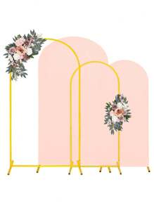 1 Set/Metal Arch Background Bracket Set With Cover Faux Flower Arch Decoration (Approx. 2m+1.8m) Gold Wedding Arch Bracket Balloon Arch Frame For Birthday Party Gender Reveal Ceremony Halloween Christmas Anniversary Arch Decoration Supplies.