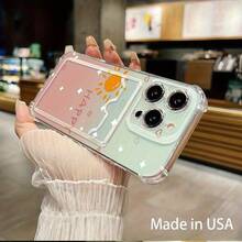 Funda para teléfono 1 funda transparente para teléfono móvil con ranura para tarjetas adecuada para 16 15 14 13 12 11 con tarjetas y fotos que se pueden insertar. Diseño elegante y simple, Tran todo incluido ahuecado anticaída engrosado transparente de cuatro esquinas - transparente - Ver 5