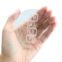 cherit Baking 男婴女婴亚克力饼干压花机、婴儿脚生日翻糖饼干印章、粘土手工艺品、翻糖模具、烘焙模具。 - 透明 - 查看 11