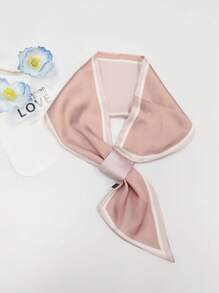 1pc Korean Style Solid Color Scarf Silk-Like Professional Flight Attendant Headband Neck Scarf 2-In-1 For Women