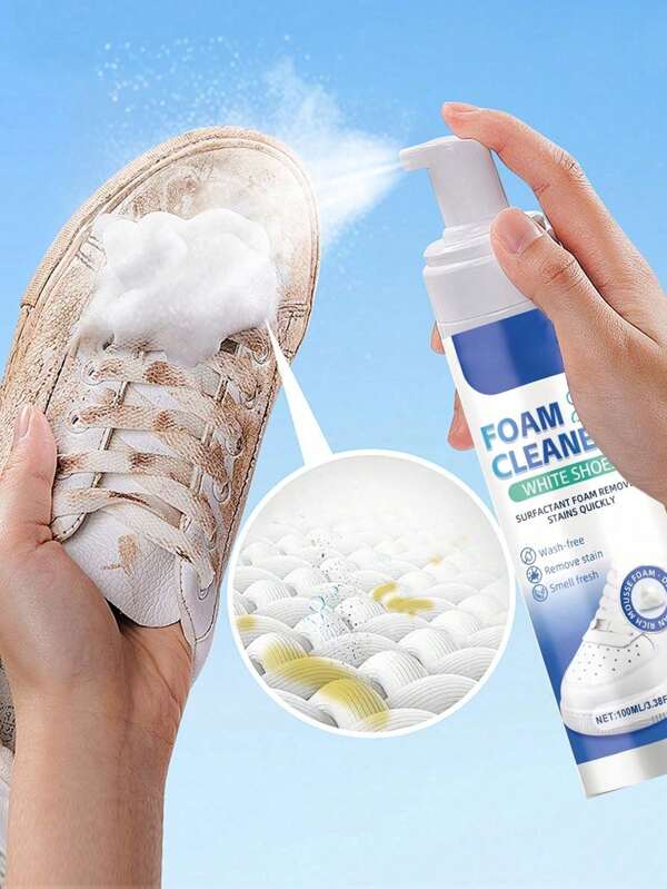 1pc White Shoes Foam Cleaner, Deodorizing Foam Mousse Sports Shoes Upper, Cleaning Free Whitening Cleaner, Suitable For Cleaning White Shoes, Leather Bags, Canvas Shoes, Convenient And Fast, Gifts For Friends And Family (New And Old Models Are Sent Randomly)