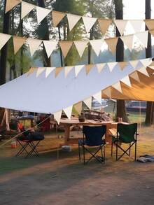 Banner decorativ din in gros, 3,5 m, 12 buc., model Ombre - pentru petrecere de ziua de naștere, clasă, școală, carnaval, evenimente în aer liber, evenimente mari, ceremonii de absolvire, nuntă, grădină, decorare de perete și decorare interioară - Degrade bej - Vizualizare 3