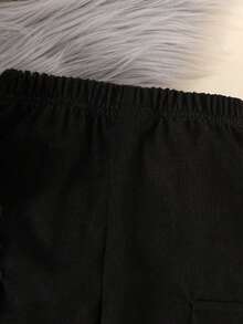 Set de 2 piezas de chaqueta con bordado de letras y pantalones largos de unicolor para bebés niños, para otoño/invierno - Negro - Ver 7