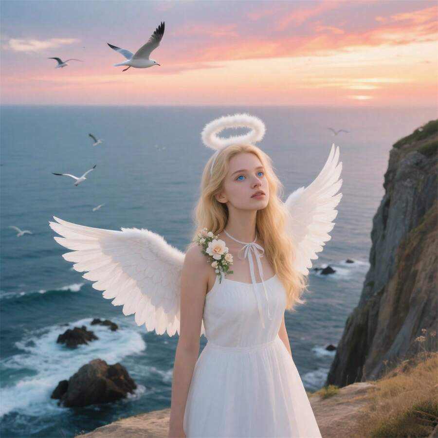 3 件可爱天使羽毛翅膀套装，创意设计，优雅时尚，充满真实感，可用于婚礼、圣诞节、万圣节、生日、派对、装扮活动、舞台角色表演、角色扮演道具、多场景应用、送给家人和朋友的万圣节节日礼物、毕业礼物 - 彩色 - 查看 1