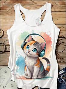 Women's Tank Top, KITTY FITNESS WOMAN, HORSE GIRL, RODEO, RIDING, WORKOUT, Fitness Fashion, Gym, Summer Fashion 2025 - 白色 - 查看 1