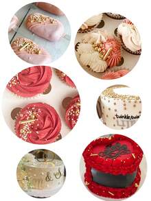 Hỗn hợp trang trí bánh rắc sang trọng 6 ô 6 ngăn tiệc cưới sinh nhật bánh cupcake tráng miệng ngày lễ tình nhân - Nhiều màu - Xem 6