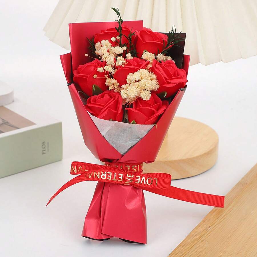 Artificial Flowers Present Fake Rose Bouquets Tables Centerpieces for Special Occasions - Rojo - Ver 1