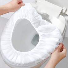 30 peças/50 peças Assento Sanitário Descartável Revestido em Tecido Não Tecido, Capa de Vaso Sanitário à Prova de Sujeira de Camada Dupla, Capa de Vaso Sanitário para Hotel e Viagem, Embalado Individualmente para Proteger o Vaso Sanitário