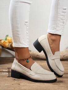 Fabric Basic Slip-On Loafer Shoes For Outdoor, All Seasons - Beige - View 7