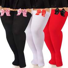 Women Plus Size Bow Thigh Highs Stockings Opaque Over The Knee Socks For Valentine's Day Dress Daily Favors - Trắng & Đen & Đỏ - Xem 1