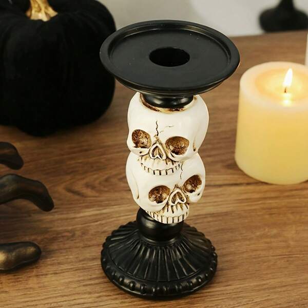 1 Pieza Candelabro con calavera de Halloween, perfecto para fiestas de Halloween y regalos de Halloween