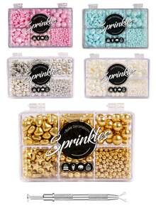 Hỗn hợp trang trí bánh rắc sang trọng 6 ô 6 ngăn tiệc cưới sinh nhật bánh cupcake tráng miệng ngày lễ tình nhân - Nhiều màu - Xem 1