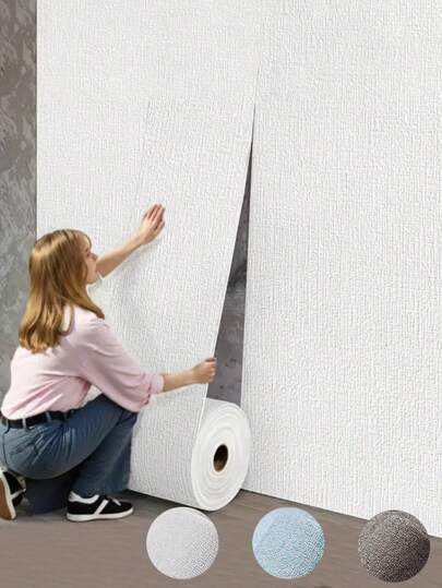 1pc Linen Wallpaper Wall Paste Household Waterproof Moisture-Proof Self-Adhesive Wallpaper, Suitable For Living Room, Bedroom, Corridor Decoration, The Size Of 50cm*2.8 Meters /5 Meters /10 Meters Wall Paper Wall Stickers Room Decor Wall Decor Kitchen Living Room Decor