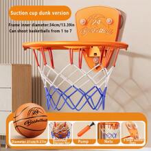 1pc Children's Basketball Hoop Set, Drill-Free Indoor Basketball Rim, Kids Shooting Hoops, Household Parent-Child Interaction, Silent Ball Wall-Mounted Foldable Basketball Stand