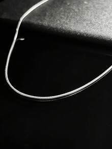 1 件简约蛇骨链钛钢精致项链，男女通用分层项链，适合作为毕业礼物 - 銀色 - 查看 7