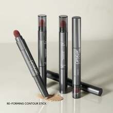 1 件带刷子的轮廓化妆棒，3D 阴影鼻雕哑光遮瑕膏高光高光修容霜，适用于面部化妆 - 彩色 - 查看 3