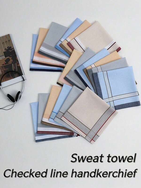 12 Packs Of 40cm Classic Men's And Women's Absorbent Plaid Handkerchiefs, Comfortable And Soft Small Square Handkerchiefs For Wiping Sweat, The Best Gift For Friends