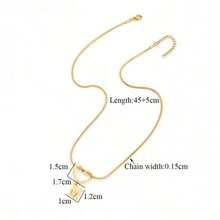 1 件全新金色镂空心形字母吊坠不锈钢人字形链条项链女款 - 金黃色 - 查看 2