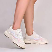 Akion Old School Casual Skater Sneakers Black With White Pattern For Gym Walking Running Training Outings - Màu be với màu hồng 2845 - Xem 7