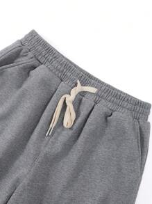 Pantaloncini da uomo in cotone basic, stampa in stile città americana, stile college con blocchi di colore a coste, nuovi pantaloncini da uomo morbidi e traspiranti, primavera ed estate, set da due pezzi grigio floreale.