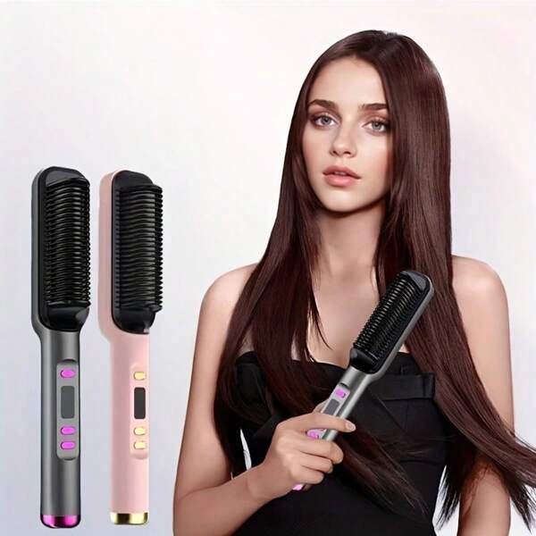 1pc Household Dual-Use Straightening Brush, Multi-Functional Straightening & Curling Brush, Suitable As Gift, For Home Use