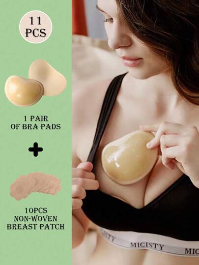1 Pair Bra Pads Inserts Sticky Bra Push Up, Silicone Adhesive Breast Lift Waterproof Padding For Women Sports Swimsuits Bikini Dress Bathing Suit