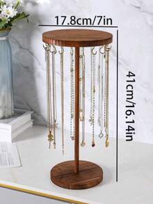 Soporte de madera natural de estilo simple con 18 agujeros para exhibir collares, colgantes, pulseras y joyería para escaparate de tienda de joyería - Multicolor - Ver 5