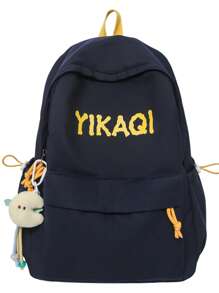 Mochila Minimalista Novo para Escola, Bolsa para Laptop de Grande Capacidade para Estudantes com Pingente Fofo Incluído