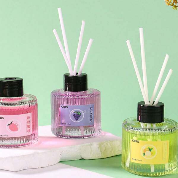 1PC 50ml Floral Fragrance Fruit Scented Flameless Diffuser, Suitable For Bathroom Bedroom Office, Fresh Air & Long Lasting Fragrance