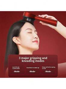 红光发梳头皮梳理头发按摩梳按摩器刷液体梳理器 - 紅色 - 查看 2