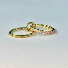 VKHK 1pc Luxury 18K Gold Plated Stainless Steel Double Layer Circular Linked Colorful Zirconia Decor Single Ring, Suitable For Women Daily Wear And Wedding, Gift - Multicolor - View 5