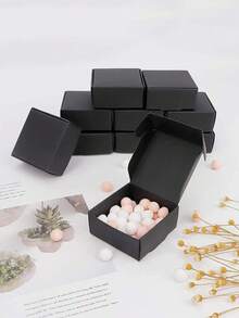 10/30pcs Mini Gift Boxes Black Kraft Paper Box Packaging Paper Box Gift Box Suitable For Holiday Party Gifts, Small Gift Boxes Suitable For Weddings, Birthdays, Christmas, Valentine's Day, Mother's Day, Bachelorette Parties, Party Supplies, Party Decorations - Black - View 5
