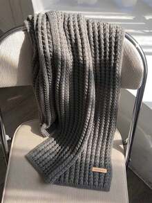 1 件男士纯色针织保暖厚围巾，多功能颈部保暖，适合冬季 - 黑色 - 查看 12