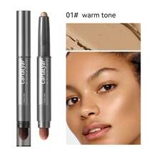 1 件带刷子的轮廓化妆棒，3D 阴影鼻雕哑光遮瑕膏高光高光修容霜，适用于面部化妆 - 彩色 - 查看 4