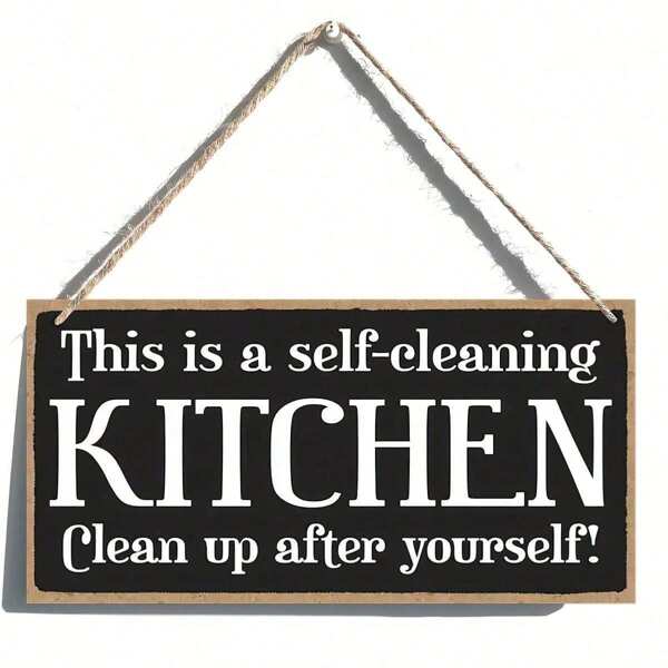 Kitchen Decoration, This Is A Self -Cleaning Kitchen Hanging Wall Art, Decorating Wooden Logo Home Decoration,Home Decor ,Room Decor,Wall Decor Gifts Birthday Graduation