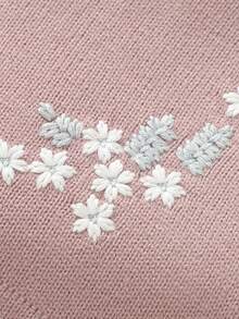 1 件针织婴儿绣花毯，甜美婴儿襁褓毯，休闲简约设计，适合所有季节 - 粉色 - 查看 5