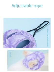 Dog Ear Exposed Sun Hat, Cute For Poodle, Adjustable Strap Fishing Hat, Pet Sun Protection Cap - Pink - View 7