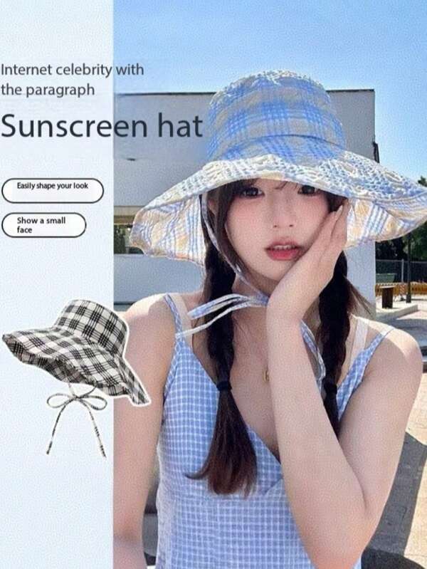 1pc Women's New Style Sun Hat, 2025 Model, UV Protection, Wide Brim, Breathable Bucket Hat, Outdoor Sun Protection