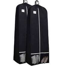 新娘婚纱袋衣服罩鞋袋旅行服装收纳袋适用于舞会、晚礼服、旅行袋黑色、防尘、可悬挂、轻便便携、1/2 件宿舍必备衣物整理器衣柜整理和收纳卧室 - 黑色 - 查看 6
